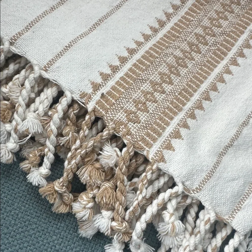 Urban 86 Super Soft Tan & Ivory 100% Cotton Throw Blanket